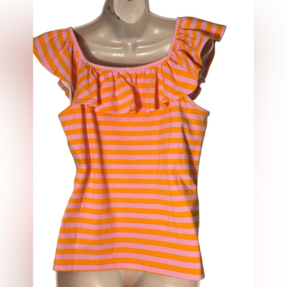 Cato NWT boat neck ruffle stripped shirt/top size L - Picture 4 of 9